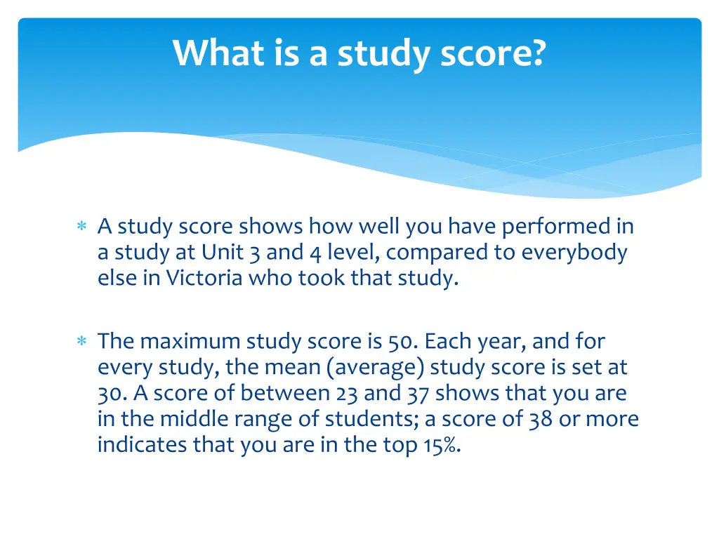 what is a study score