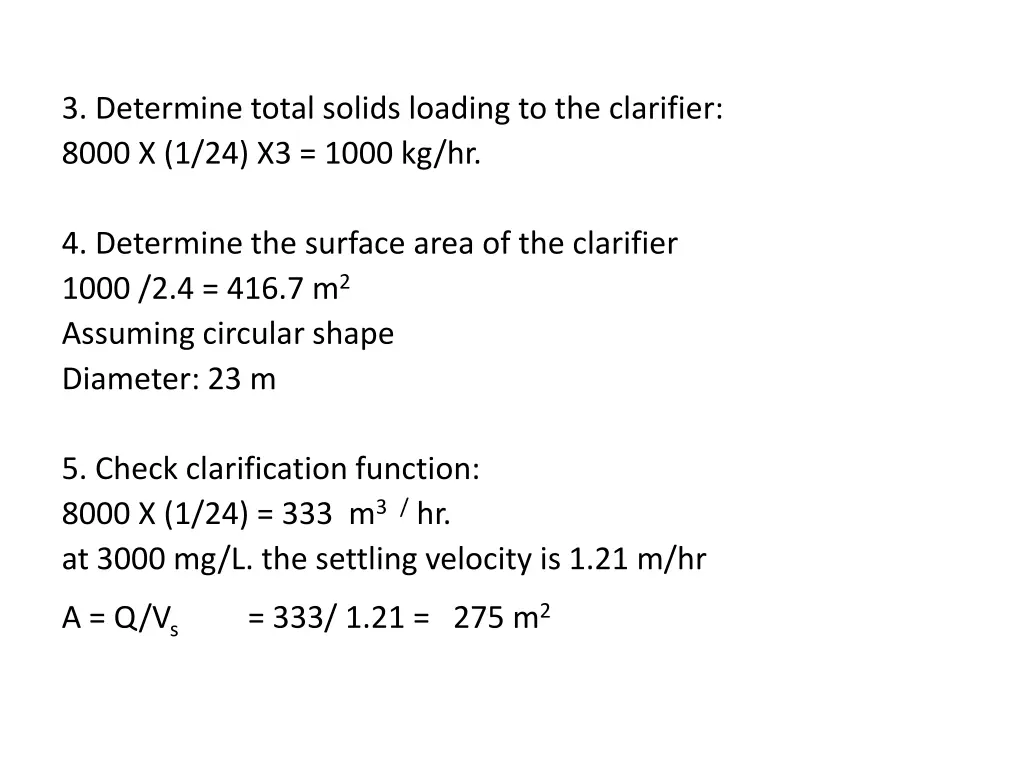 3 determine total solids loading to the clarifier