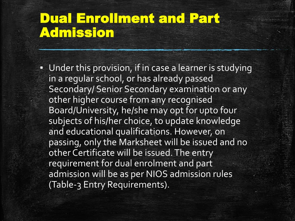 dual enrollment and part dual enrollment and part