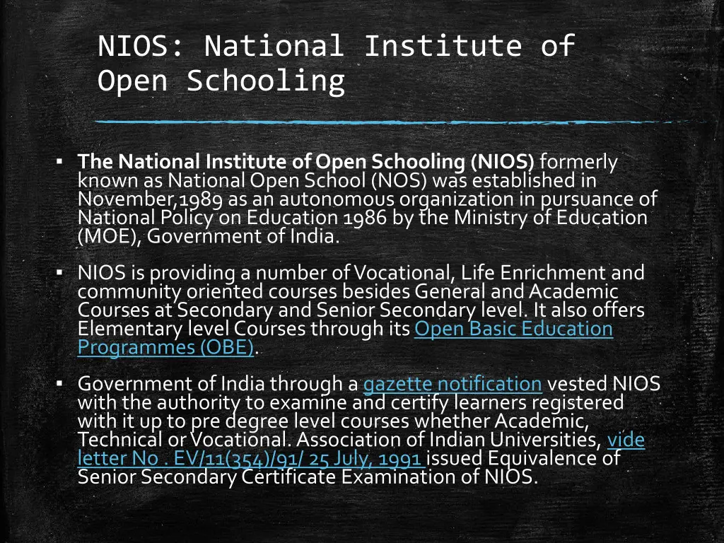 nios national institute of open schooling