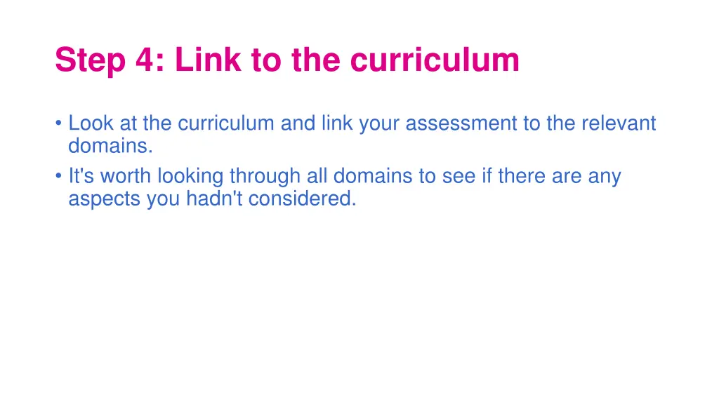 step 4 link to the curriculum