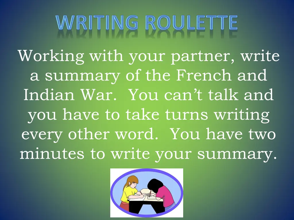 working with your partner write a summary