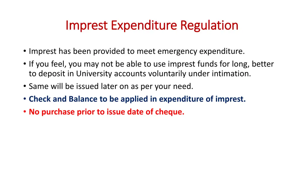 imprest imprest expenditure regulation