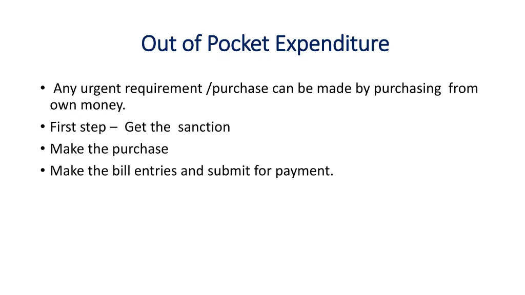 out of pocket expenditure out of pocket