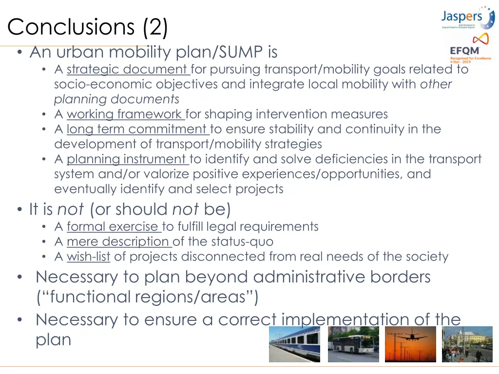 conclusions 2 an urban mobility plan sump