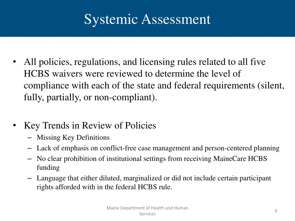 systemic assessment