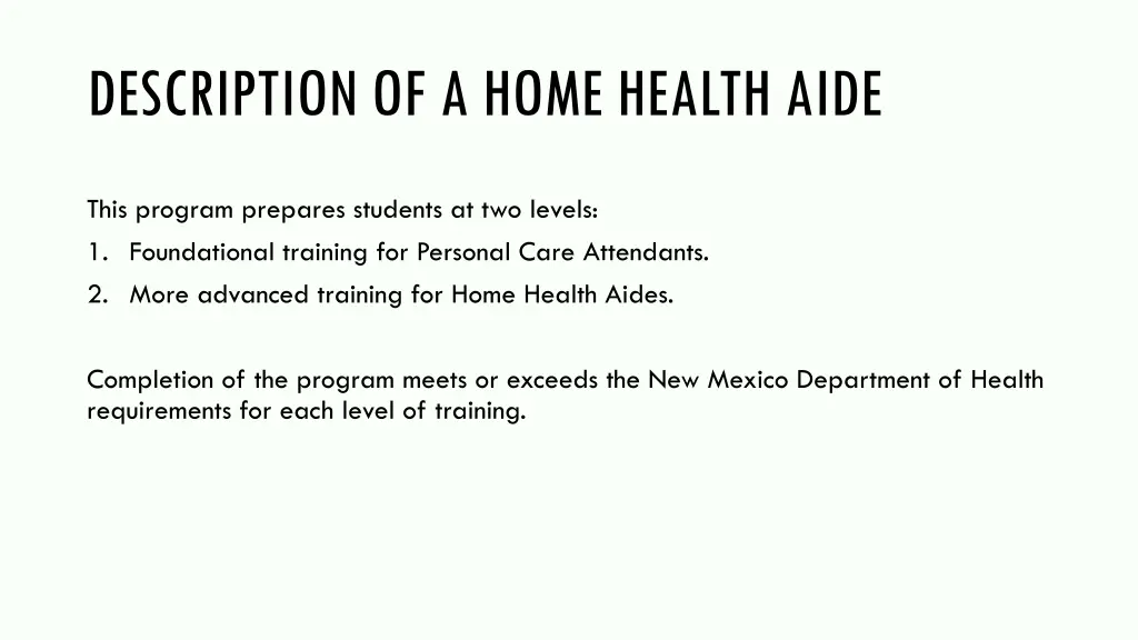 description of a home health aide