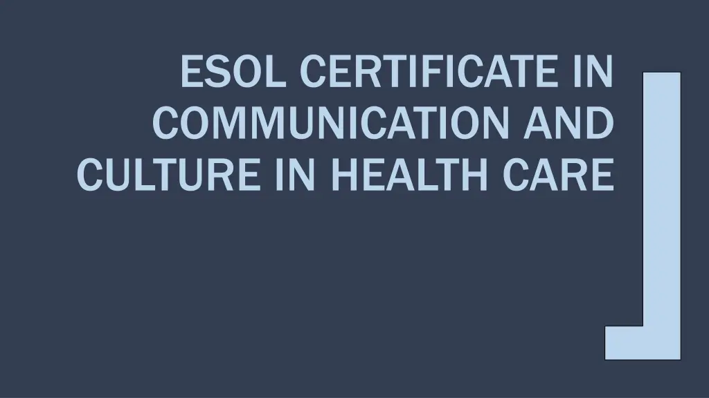 esol certificate in communication and culture