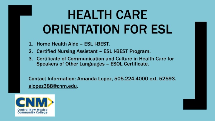 health care orientation for esl