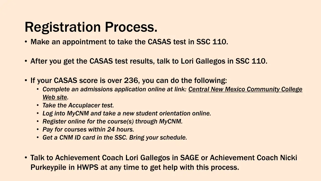 registration process make an appointment to take