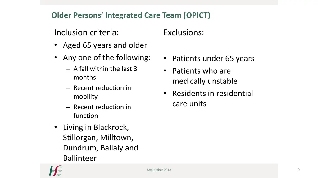 older persons integrated care team opict 1