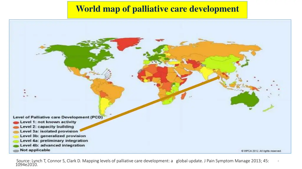 world map of palliative care development