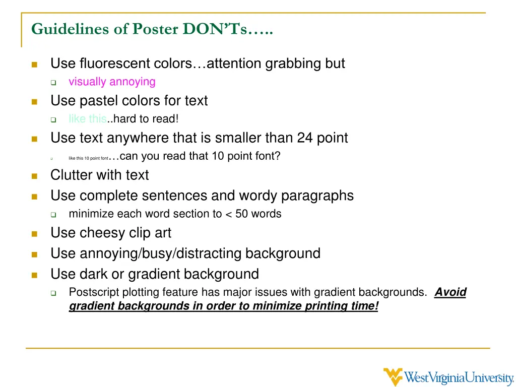 guidelines of poster don ts