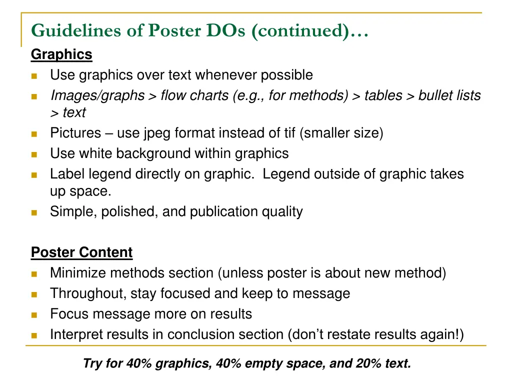 guidelines of poster dos continued graphics