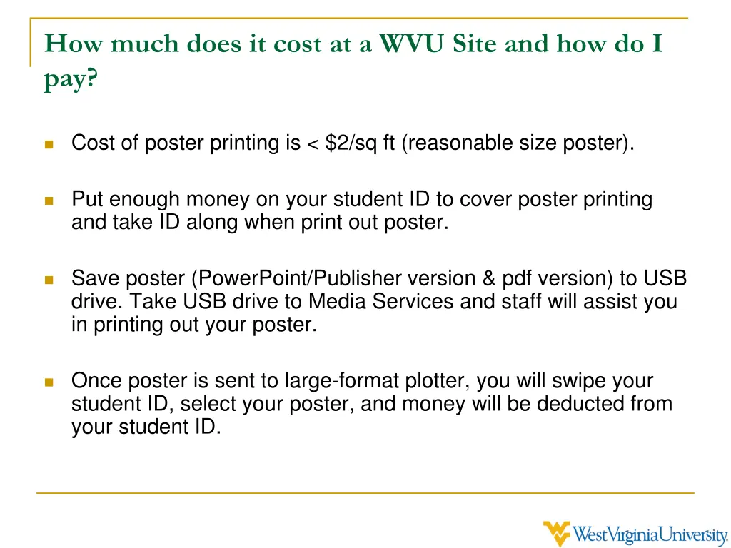 how much does it cost at a wvu site