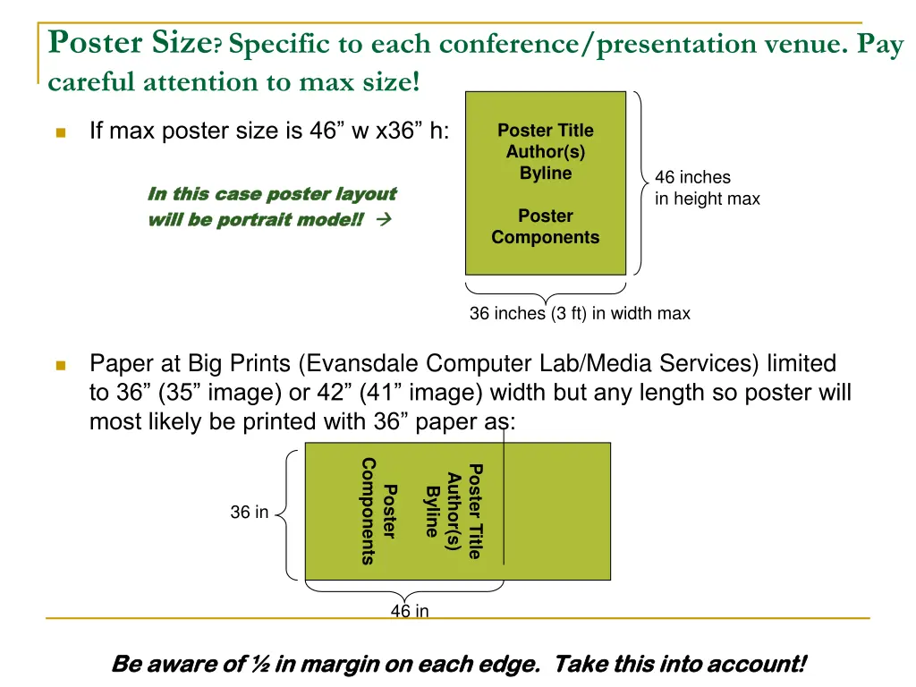 poster size specific to each conference