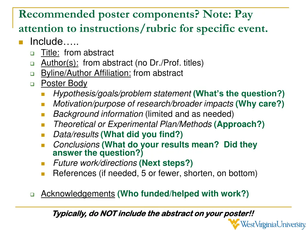 recommended poster components note pay attention