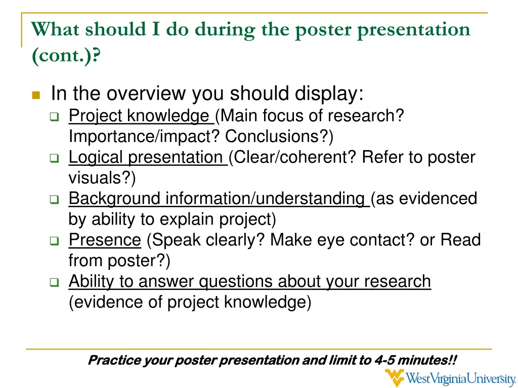 what should i do during the poster presentation 1