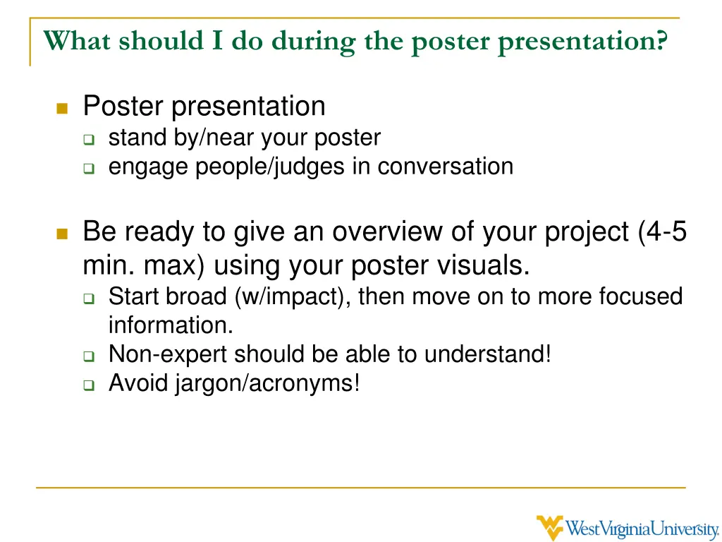 what should i do during the poster presentation