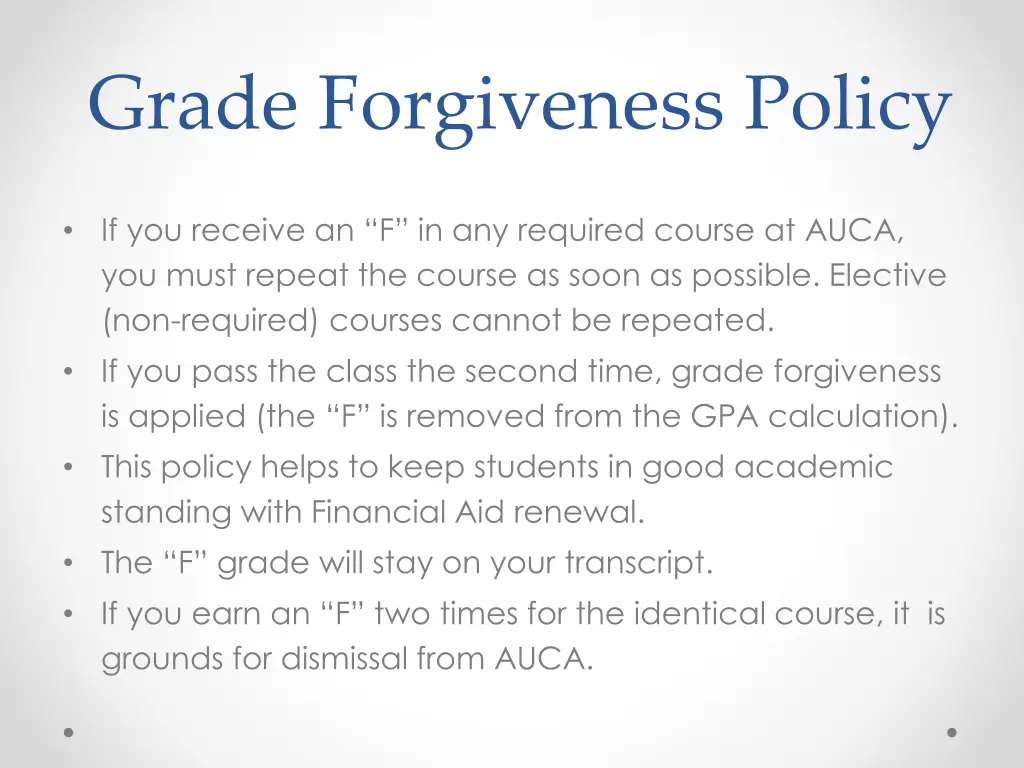 grade forgiveness policy