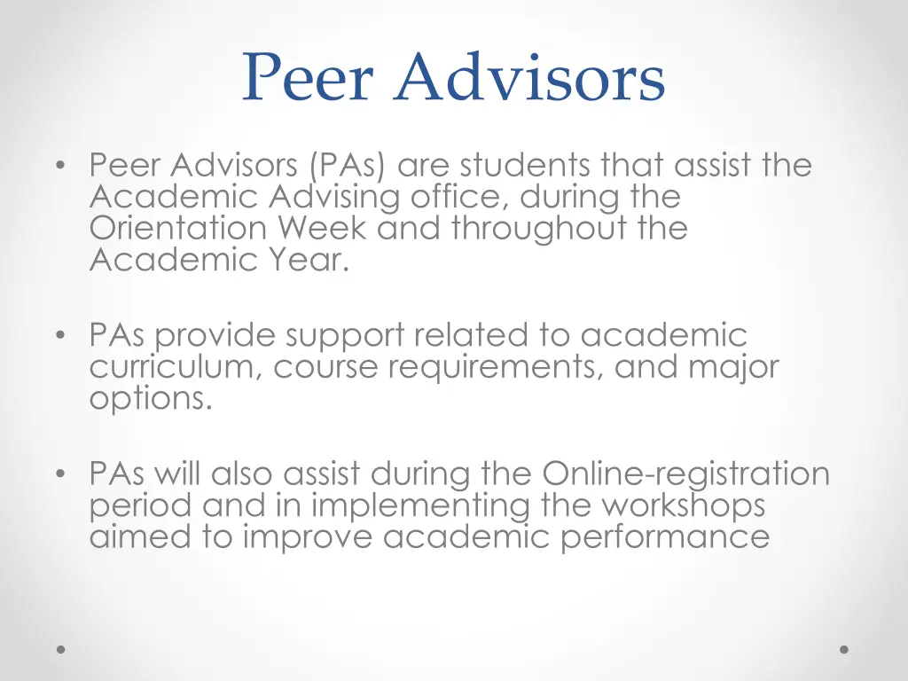 peer advisors