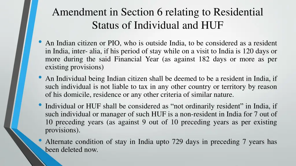 amendment in section 6 relating to residential