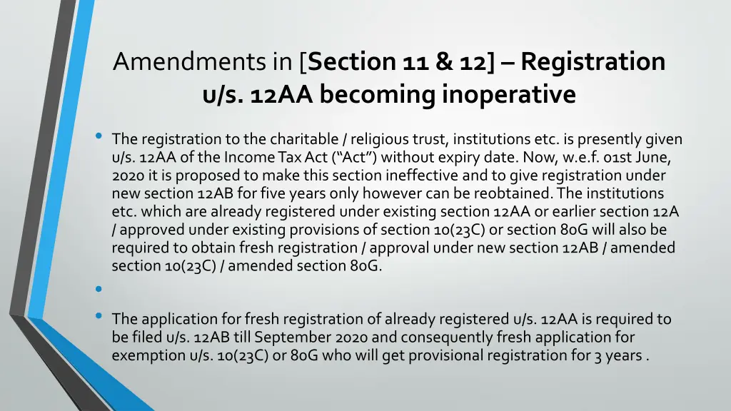 amendments in section 11 12 registration u s 12aa