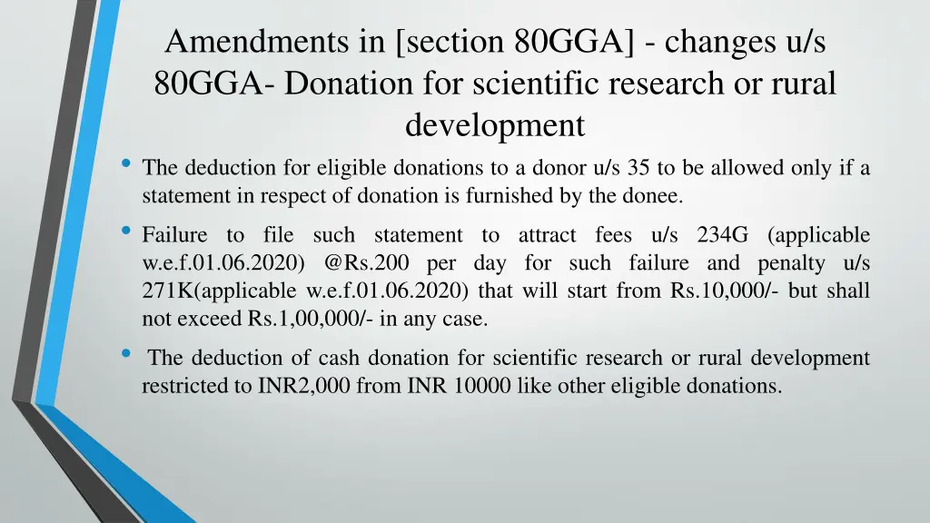 amendments in section 80gga changes u s 80gga