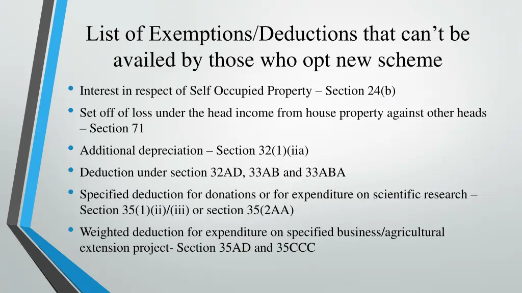 list of exemptions deductions that 1