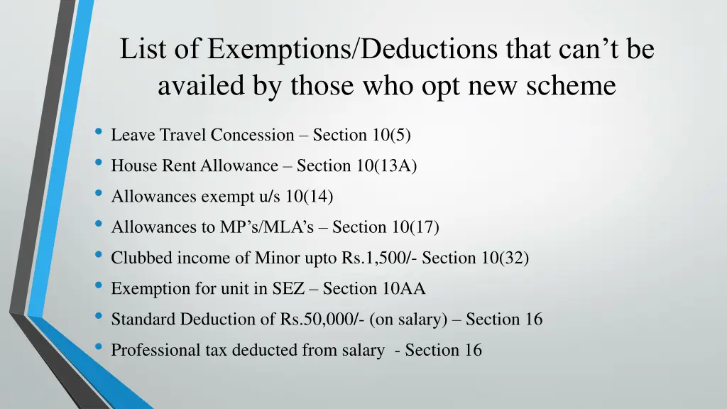 list of exemptions deductions that