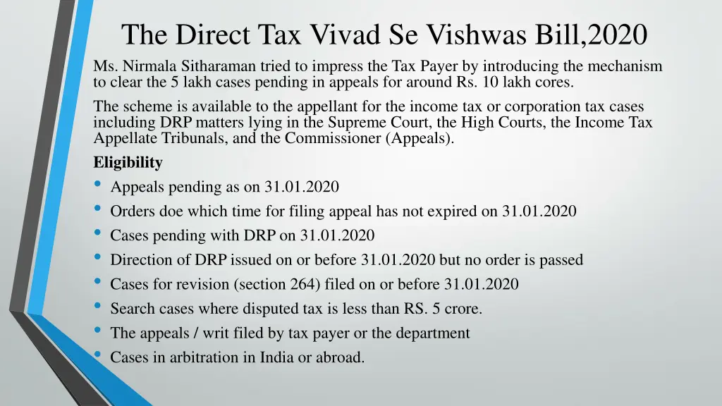 the direct tax vivad se vishwas bill 2020