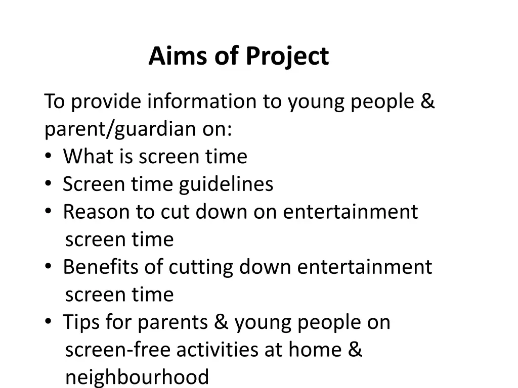 aims of project