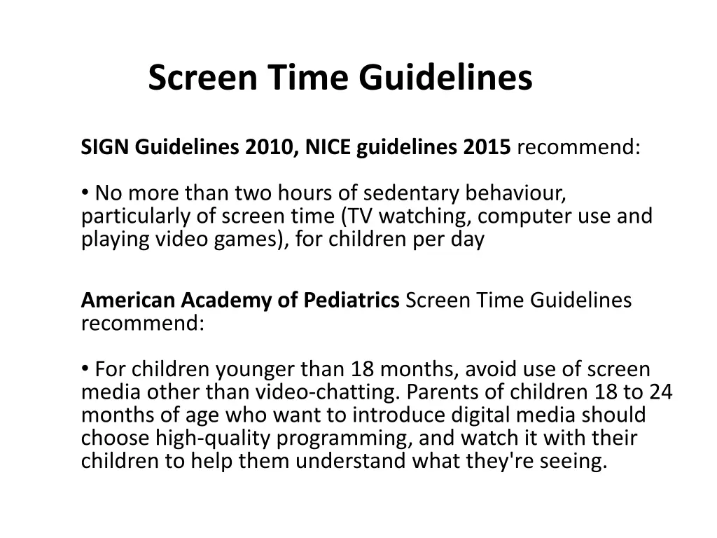 screen time guidelines