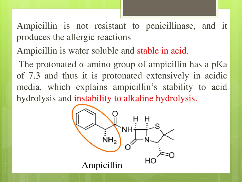 ampicillin is not resistant to penicillinase