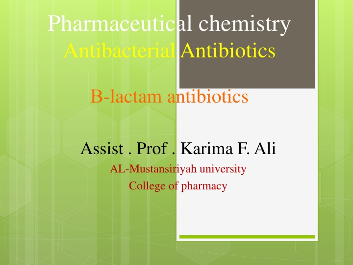 pharmaceutical chemistry antibacterial antibiotics