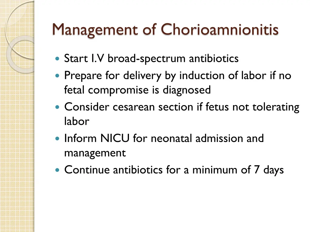 management of chorioamnionitis