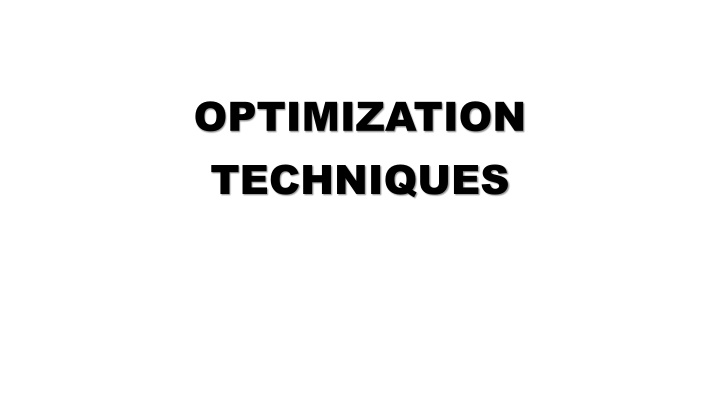 optimization techniques