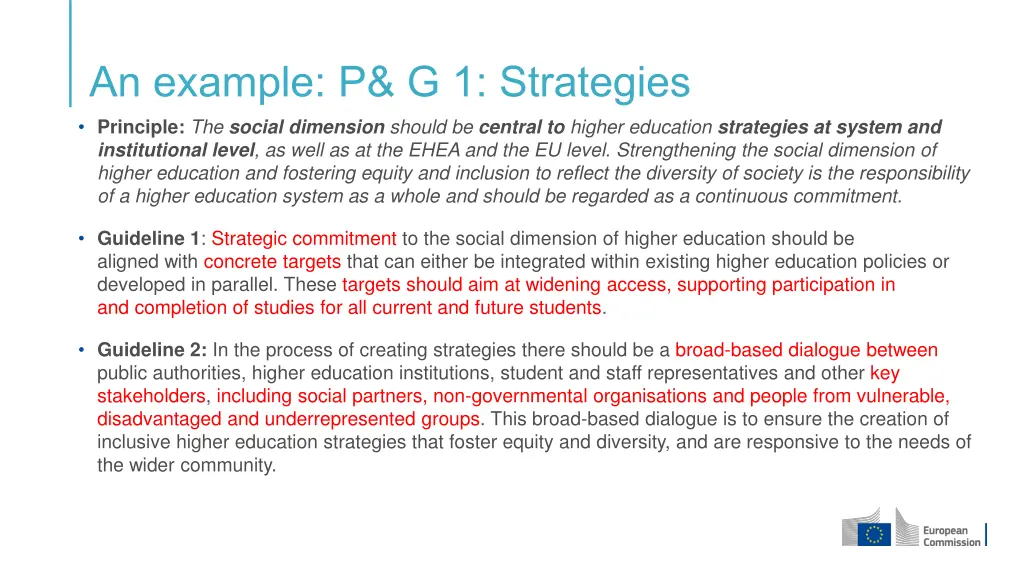 an example p g 1 strategies