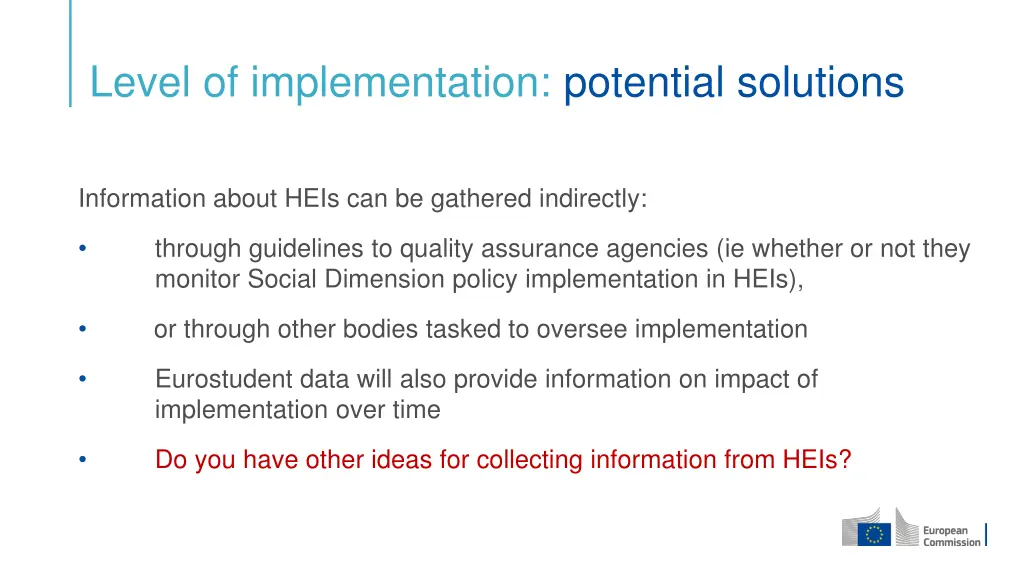 level of implementation potential solutions