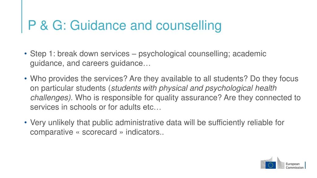 p g guidance and counselling