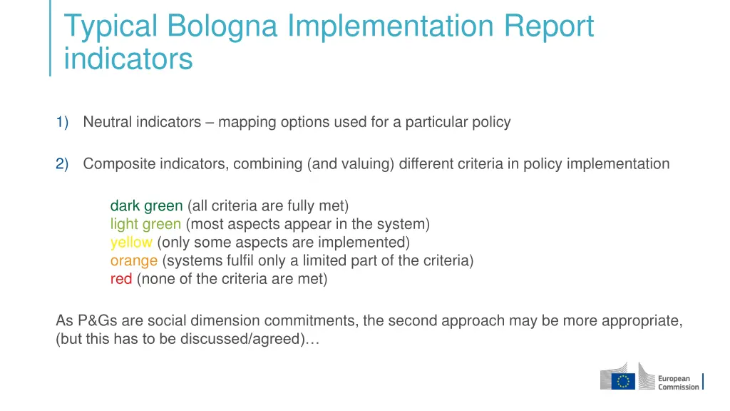 typical bologna implementation report indicators