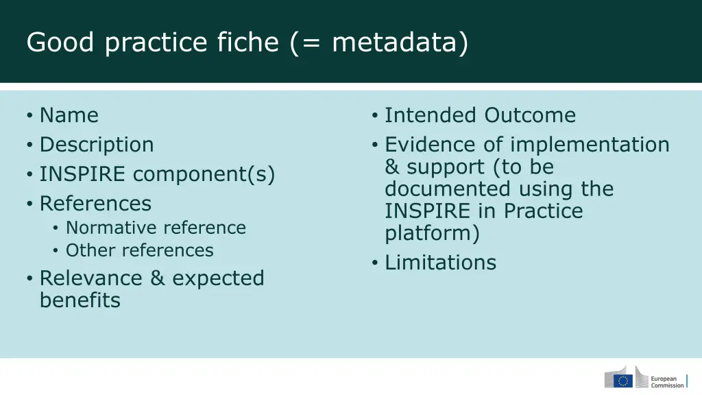 good practice fiche metadata