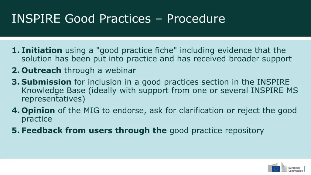 inspire good practices procedure