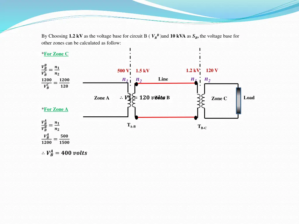 by choosing 1 2 kv as the voltage base