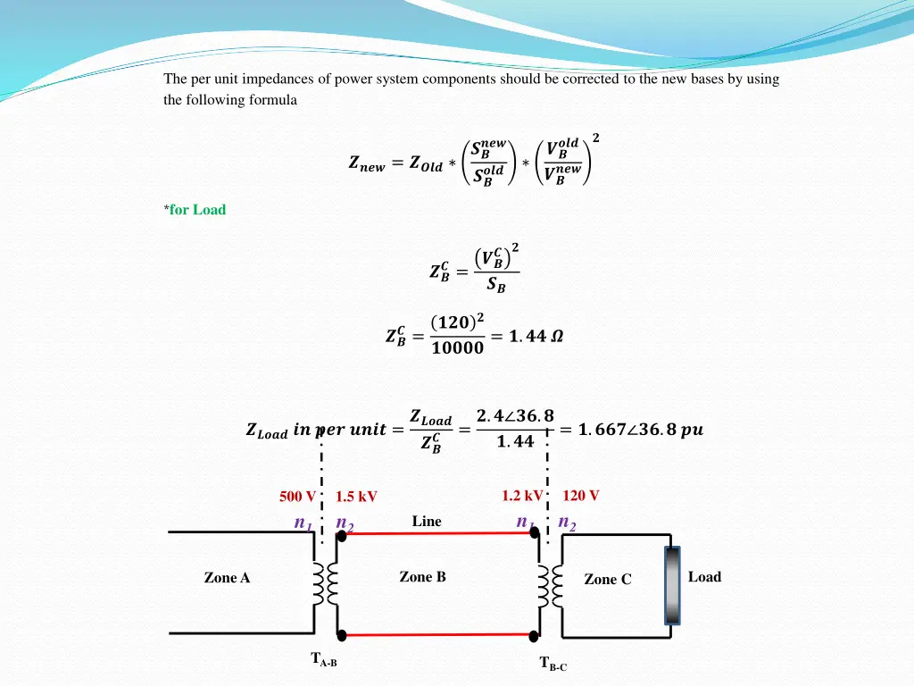 the per unit impedances of power system