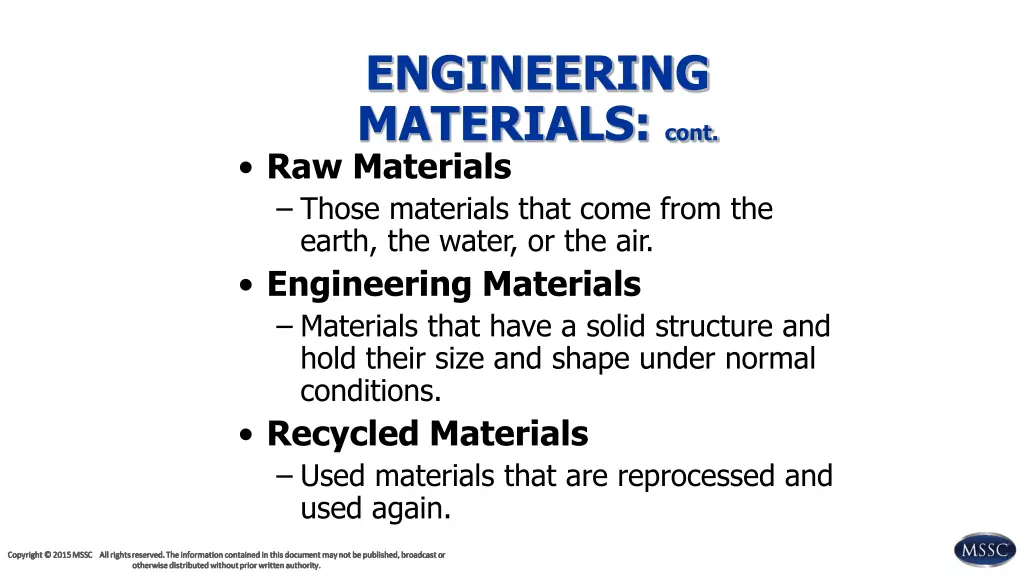 engineering materials cont raw materials those