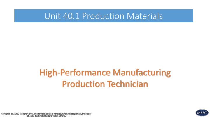 unit 40 1 production materials