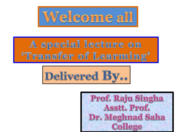 a special lecture on transfer of learming