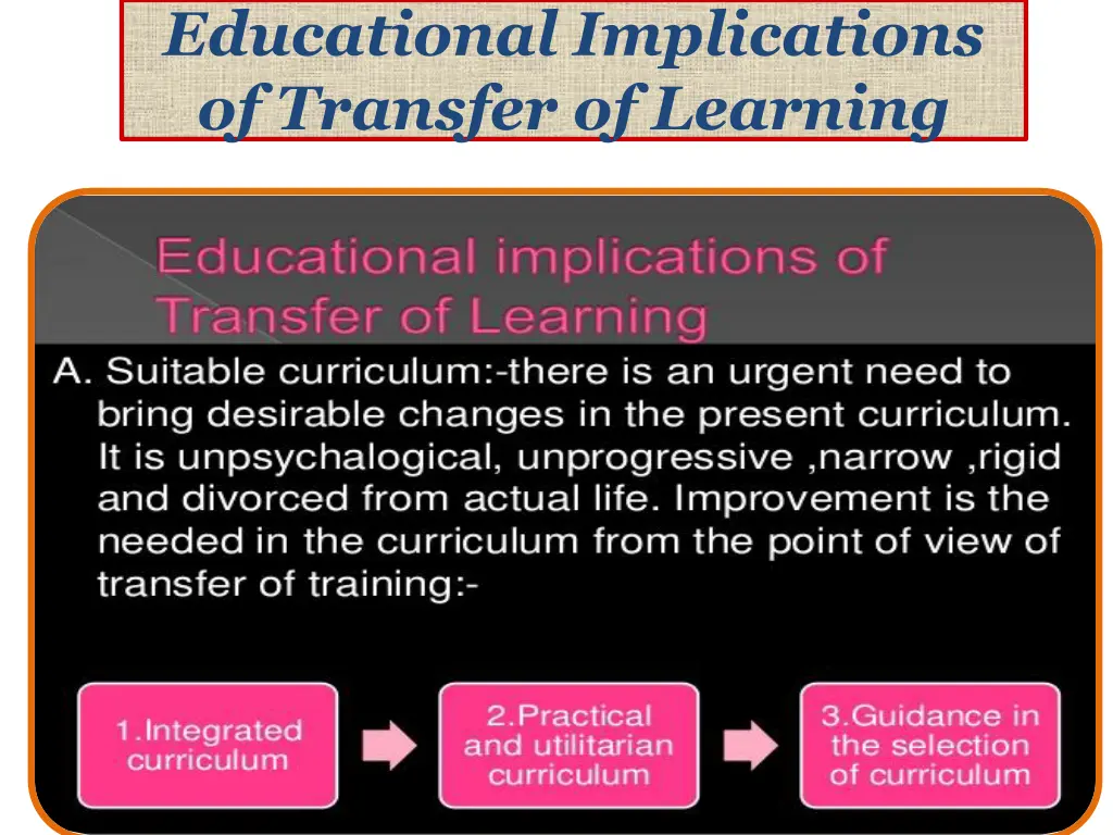 educational implications of transfer of learning