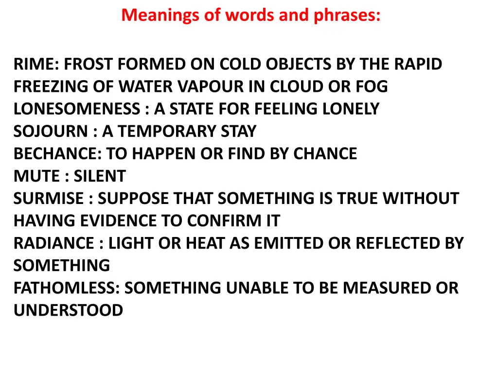 meanings of words and phrases